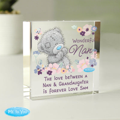 Personalised Me to You Wonderful Nan Glass Block Gift