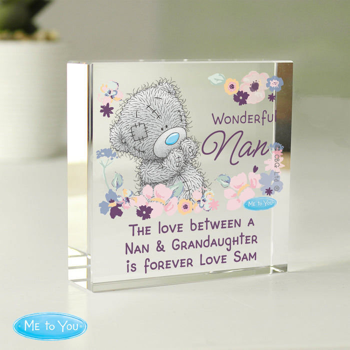 Personalised Me to You Wonderful Nan Crystal Glass Block