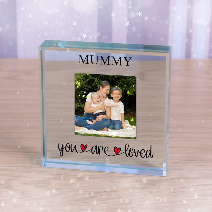 Personalised You Are Loved Photo Glass Token Paperweight Gift