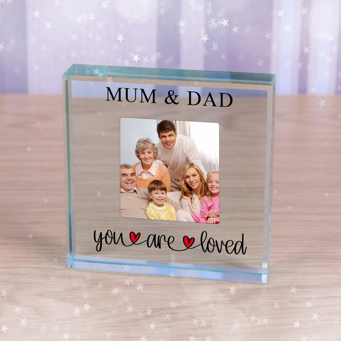 Personalised You Are Loved Photo Glass Token Paperweight Gift