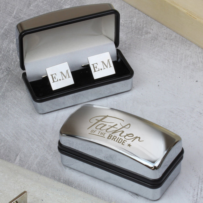Engraved Father of the Bride Wedding Cufflinks & Box Gift Set