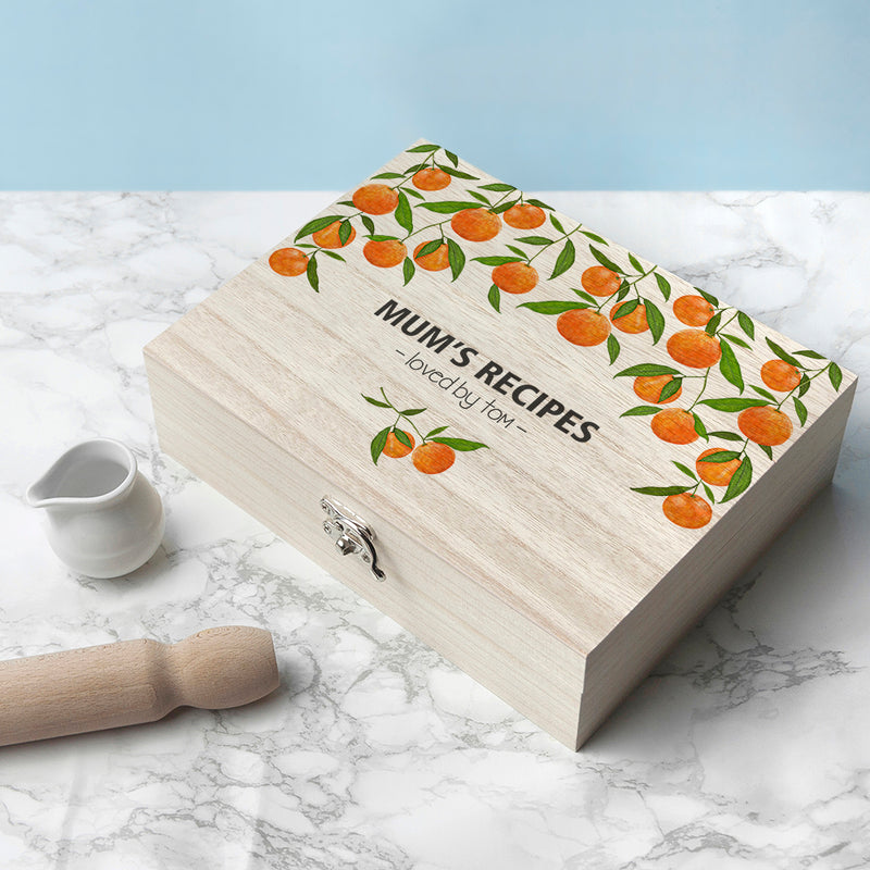 Personalised Wooden Recipe Box - Oranges