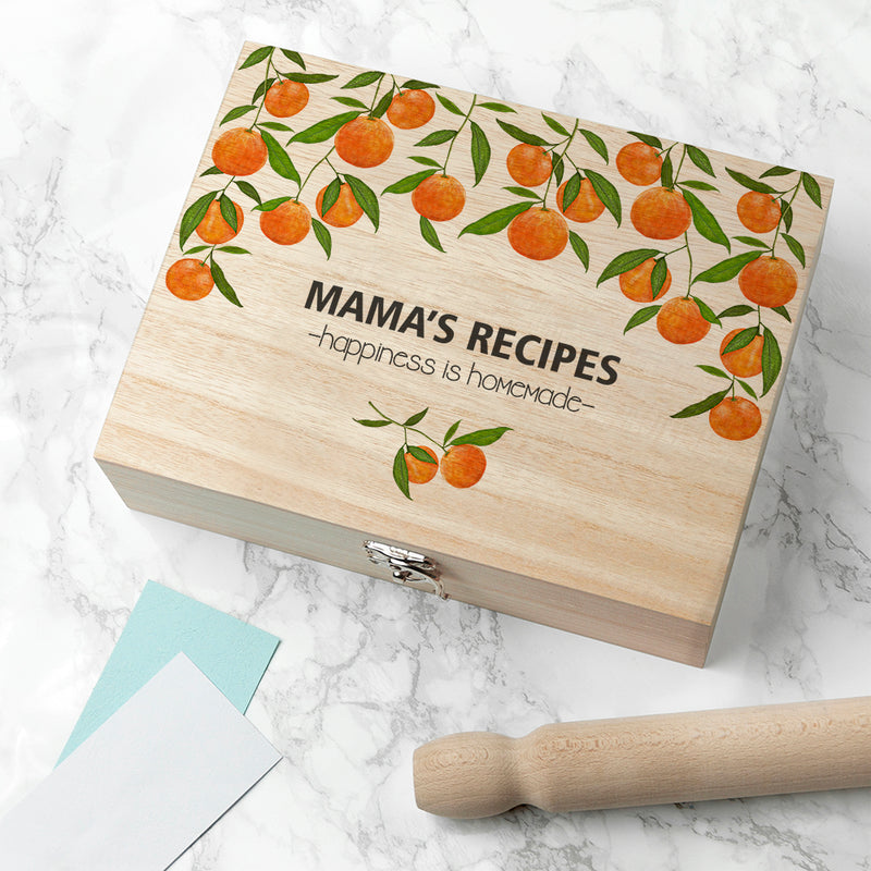 Personalised Wooden Recipe Box - Oranges