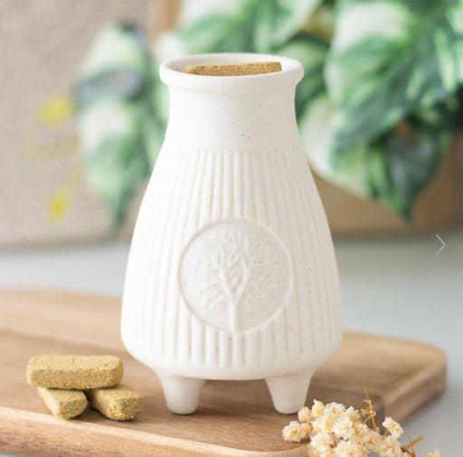 Cream Ribbed Palo Santo Brick Burner