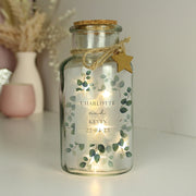 Personalised Botanical Wedding LED Light Glass Jar
