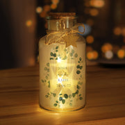 Personalised Botanical Wedding LED Light Glass Jar
