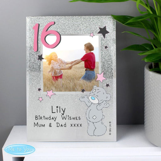 16th Birthday Glitter Glass Photo Frame - Me To You