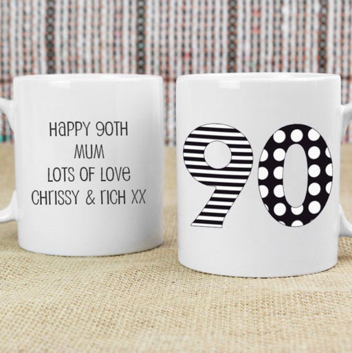 Personalised 90th Birthday Mug - Monotone
