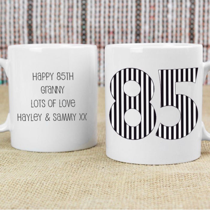 Personalised 85th Birthday Mug - Monotone