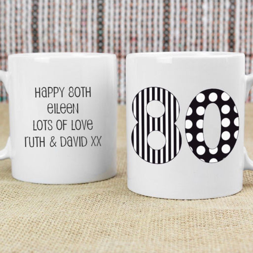 Personalised 80th Birthday Mug - Monotone