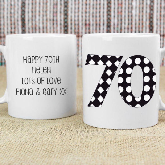 Personalised 70th Birthday Mug - Monotone