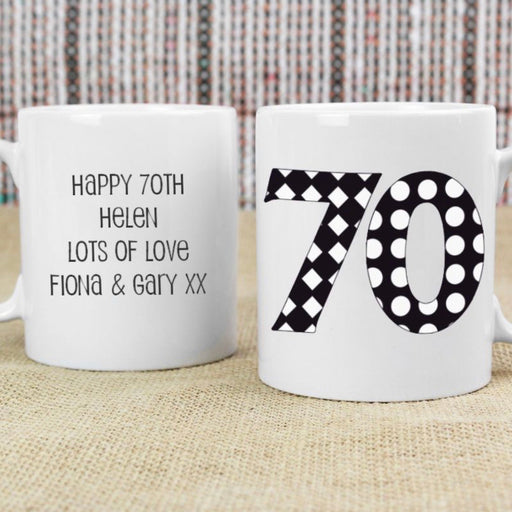 Personalised 70th Birthday Mug - Monotone