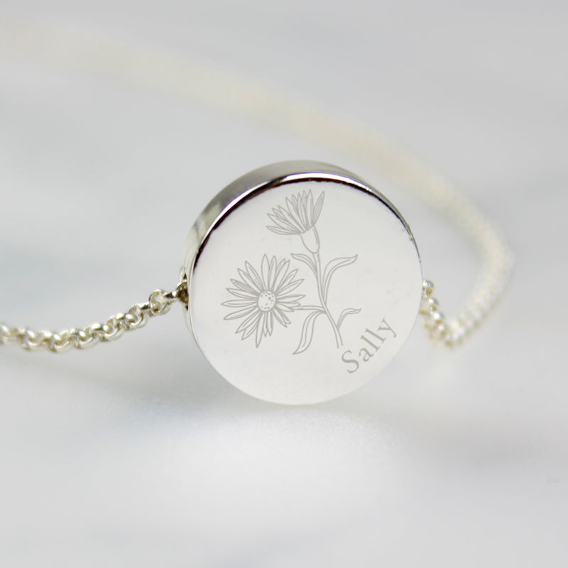 Personalised September Birth Flower Necklace and Box