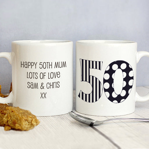 Personalised 50th Birthday Mug - Monotone
