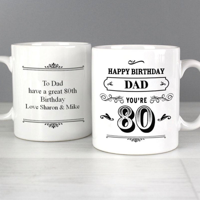 Personalised 80th Birthday Vintage Mug