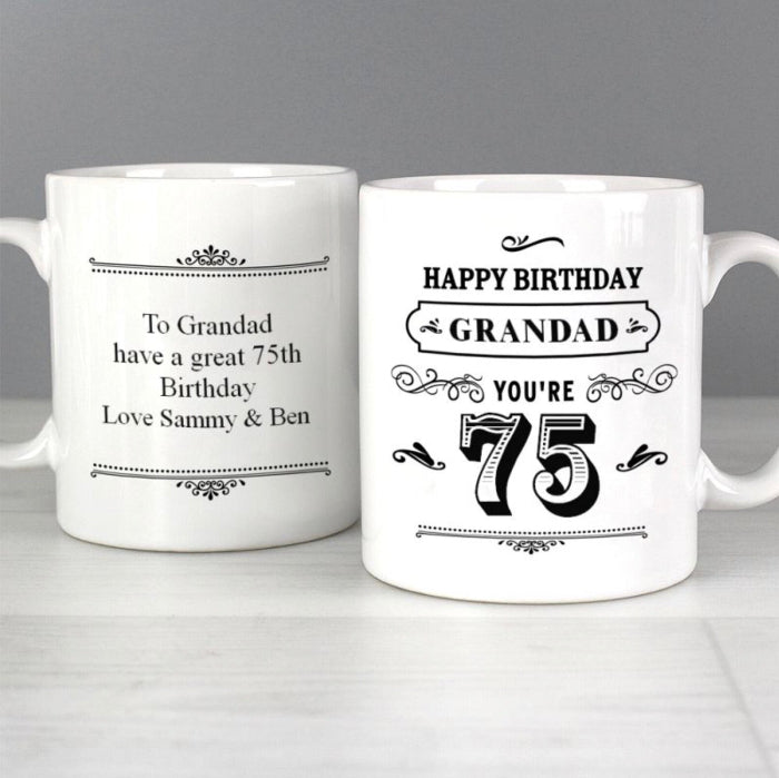 Personalised 75th Birthday Vintage Mug