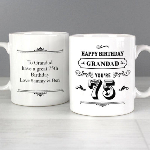 Personalised 75th Birthday Vintage Mug