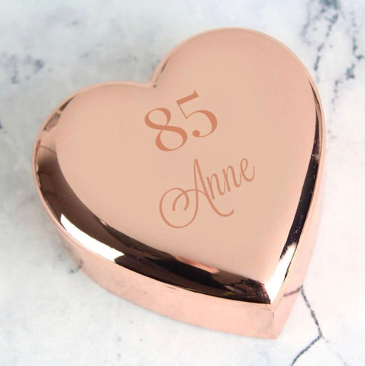 Personalised 85th Birthday Heart Trinket Box - Rose Gold