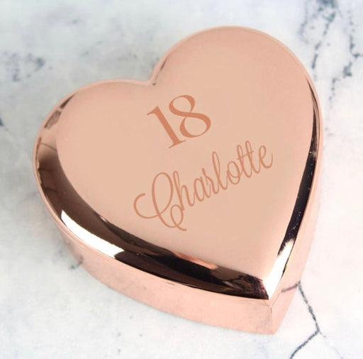Personalised 18th Birthday Heart Trinket Box - Rose Gold