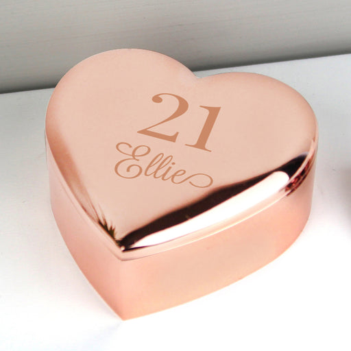 Personalised 21st Birthday Heart Trinket Box - Rose Gold