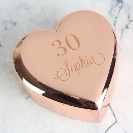 Personalised 30th Birthday Heart Trinket Box - Rose Gold