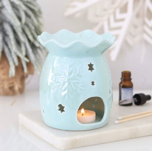 Christmas Iridescent Blue Snowflake Oil Burner & Wax Melt Warmer