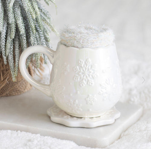 Iridescent Snowflake Mug, Coaster and Socks Christmas Gift Set