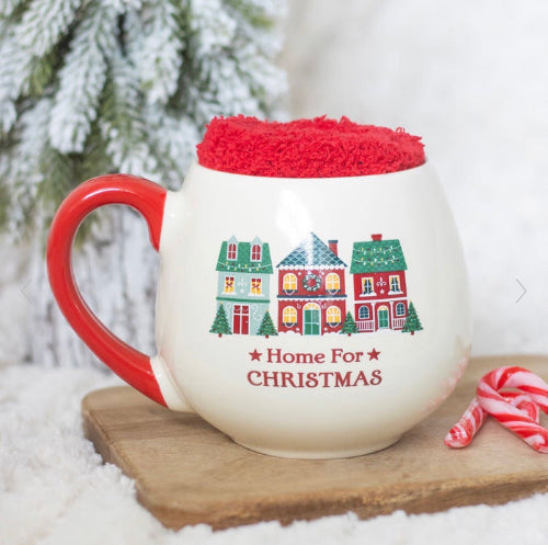 Home for Christmas Mug and Socks Gift Set - Christmas Village 
