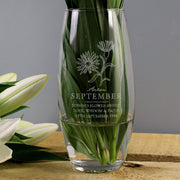 Personalised Birth Flower Glass Vase