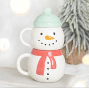 Set of 2 Christmas Winter Snowman Stacking Mugs