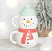 Set of 2 Christmas Winter Snowman Stacking Mugs