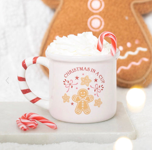 Sugarplum Bakery Pink Christmas in a Cup Gingerbread Mug