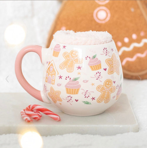 Sugarplum Bakery Christmas Gingerbread Print Mug and Socks Gift Set