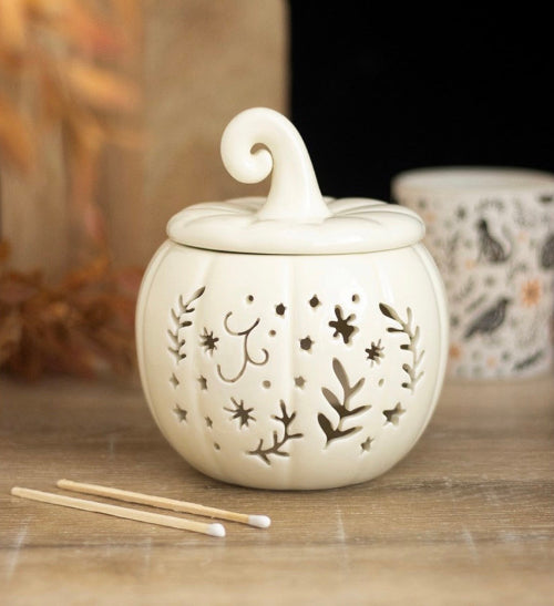 Autumn Cream Folk Pumpkin Oil Burner & Wax Melt Warmer