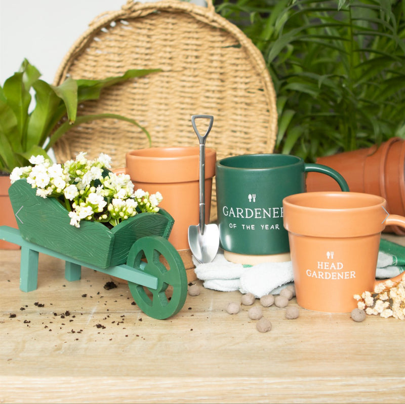 Green Resin Wheelbarrow Planter