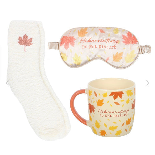 Autumn Hibernation Kit with Mug, Socks and Eye Mask Gift Set