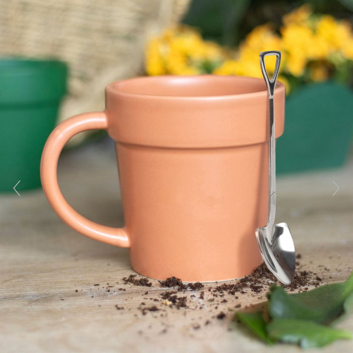 Plain Garden Plant Pot Mug and Shovel Spoon