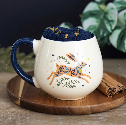 Leaping Hare Mug and Socks Set - Solstice Home Decor