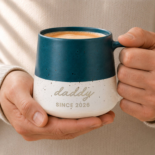 Personalised Handmade Blue Speckled Ceramic Mug - Any Message