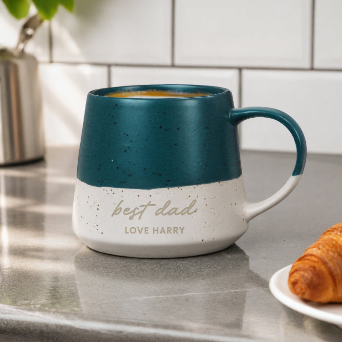 Personalised Handmade Blue Speckled Ceramic Mug - Any Message