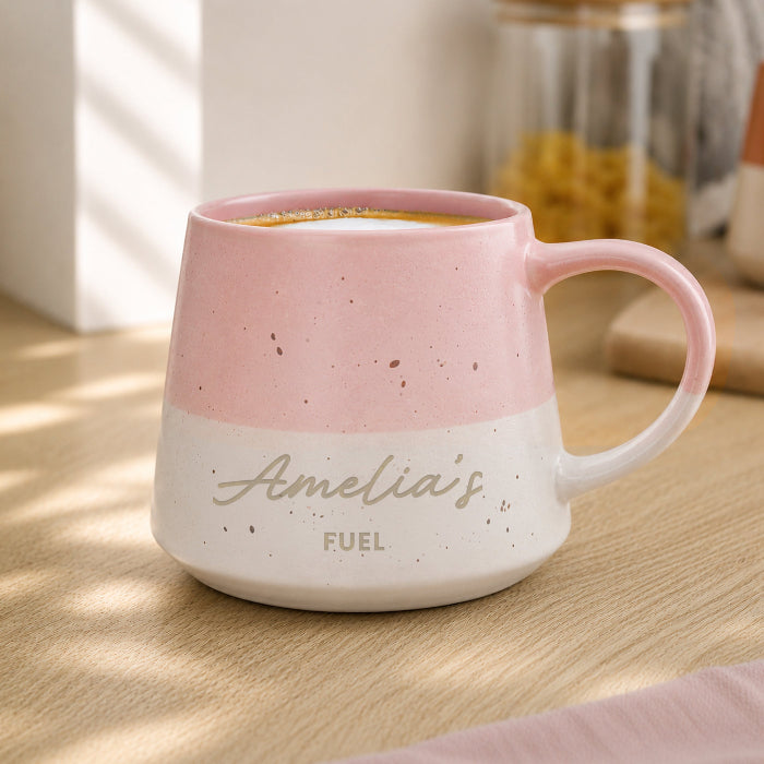 Personalised Handmade Pink Speckled Ceramic Mug - Any Message