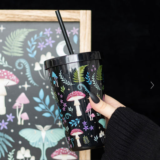 Dark Forest Print Plastic Tumbler Cup with Straw
