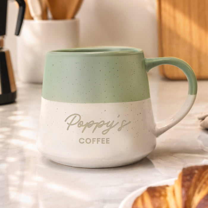 Personalised Handmade Green Speckled Ceramic Mug - Any Message