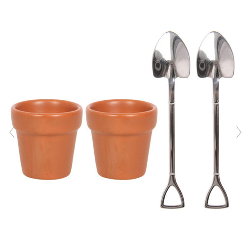 Plant Pot Egg Cup Set with Shovel Spoons