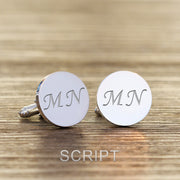 Engraved Initials & Hidden Message Cufflinks - Silver Finish