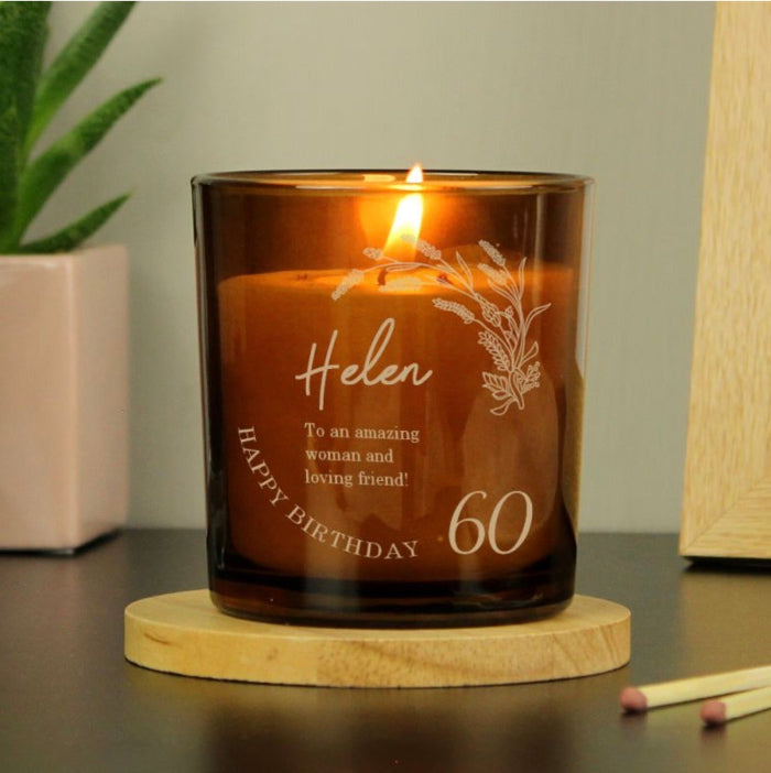 Personalised 60th Birthday Glass Candle