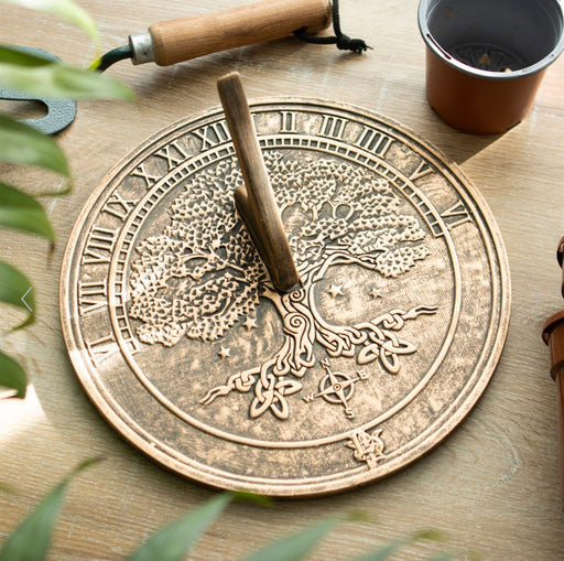 Tree Of Life Terracotta Sundial by Lisa Parker