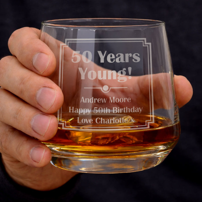 Personalised Birthday Tumbler Glass - Any Message - Gift Boxed