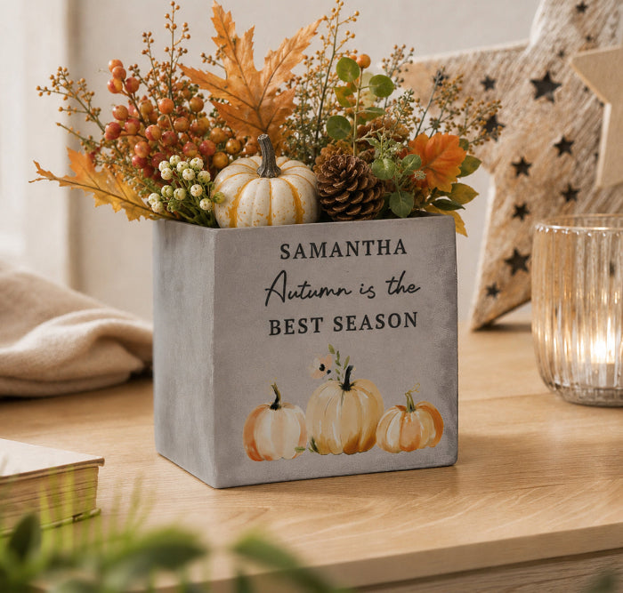 Autumn Pumpkin Plant Pot - Personalised