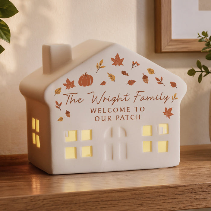 Personalised Autumnal Leaves LED House Decoration Light